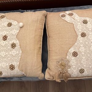 Set of 2 , Pier 1 Beige Textured throw Pillows
